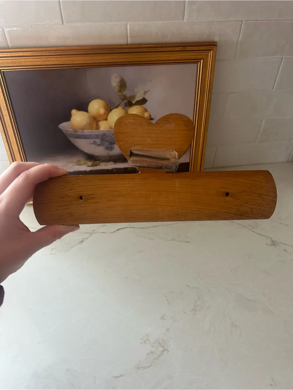Vintage Wooden Heart Peg Rack 5 Hook Wall Hanger Cottage Country Decor